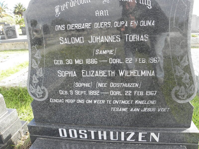 OOSTHUIZEN Salomo Johannes Tobias 1886-1967 &amp; Sophia Elizabeth Wilhelmina OOSTHUIZEN 1892-1967