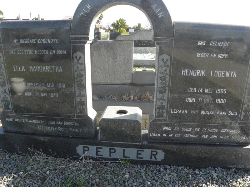 PEPLER Hendrik Lodewyk 1905-1980 &amp; Ella Margaretha 1910-1970