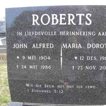 ROBERTS John Alfred 1904-1986 &amp; Maria Dorothea 1915-2001