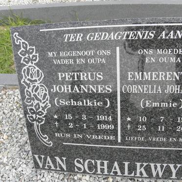 SCHALKWYK Petrus Johannes, van 1914-1999 &amp; Emmerentia Cornelia Johanna 1922-2008