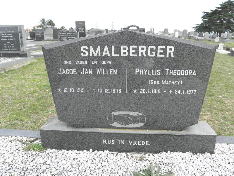 SMALBERGER Jacob Jan Willem 1915-1978 &amp; Phyllis Theodora MATHEY 1910-1977