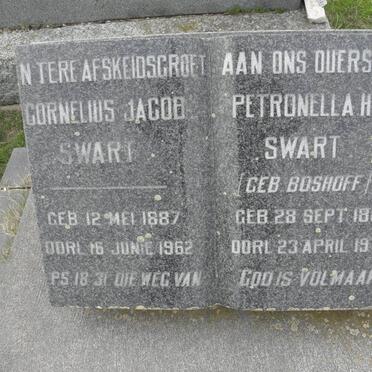 SWART Cornelius Jacob 1887-1962 &amp; Petronella H.C. BOSHOFF 1886-1970