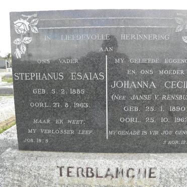 TERBLANCHE Stephanus Esaias 1885-1963 &amp; Johanna Cecilia JANSE V. RENSBURG 1890-1962