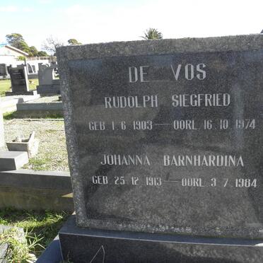 VOS Rudolph Siegfried, de 1903-1974 &amp; Johanna Barnhardina 1913-1984