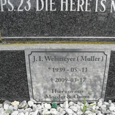 WEHMEYER J.I., nee MULLER 1939-2009