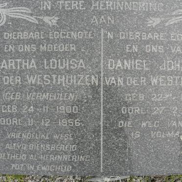 WESTHUIZEN Daniel Johannes, van der 1900-1985 &amp; Martha Louisa VERMEULEN 1900-1956