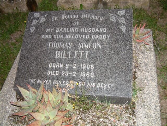 BILLETT Thomas Simeon 1905-1960