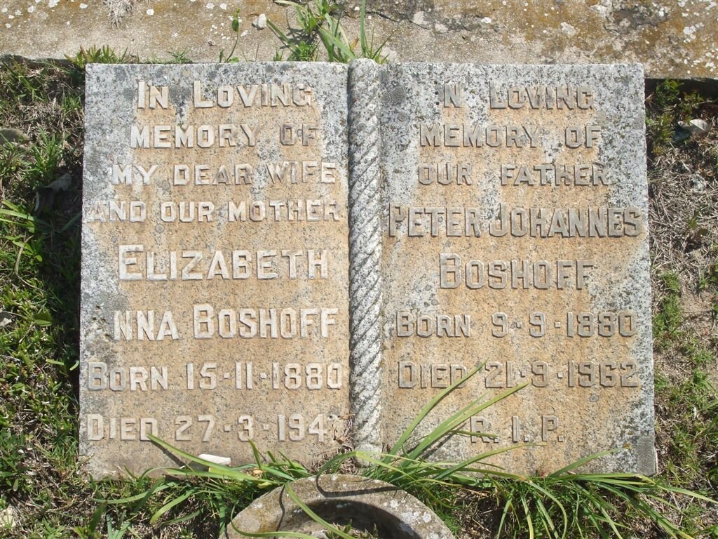 BOSHOFF Peter Johannes 1880-1962 &amp; Elizabeth Anna 1880-194?