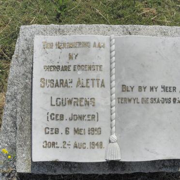 LOUWRENS Susarah Aletta nee JONKER 1910-1948