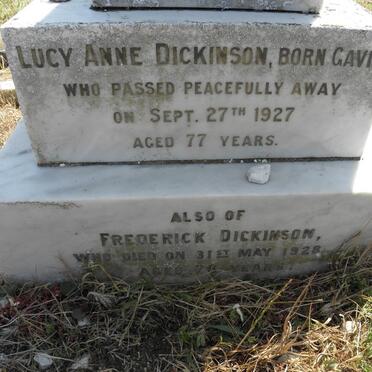 DICKINSON Lucy Anne nee GAVIN -1927 :: DICKINSON Frederick -1928