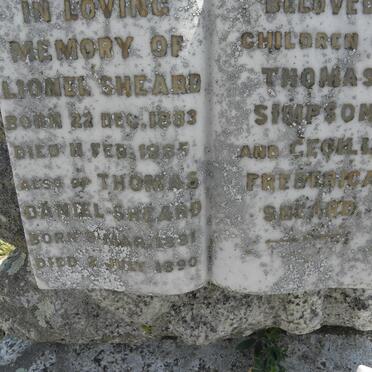 SHEARD Lionel 1883-1885 :: SHEARD Thomas Daniel 1881-1890