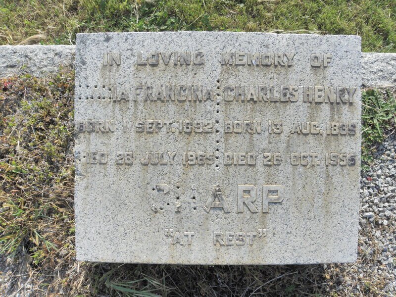 SHARP Charles Henry 1835-1955 &amp; Maria Francina 1892-1965