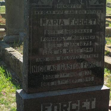 FORGET Nicolas Gaston 1873-1943 &amp; Maria MORTIMER nee SNODGRASS 1875-1941