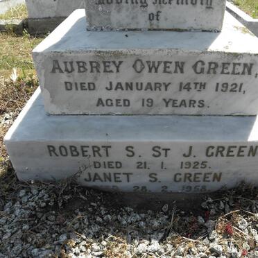 GREEN Aubrey Owen -1921 :: GREEN Robert S. St J. -1925 :: GREEN Janet S. -1958
