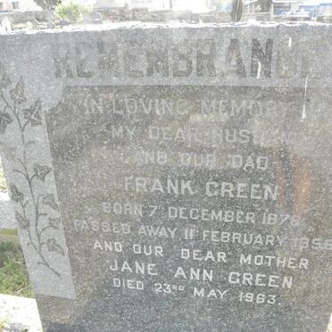 GREEN Frank 1878-1956 &amp; Jane Ann -1963