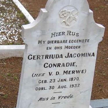 CONRADIE Gertriuda Jacomina nee V.D. MERWE 1870-1937