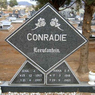 CONRADIE Izak J. 1917-1997 &amp; Anna S.P. 1918-1983