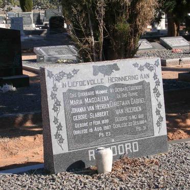 HEERDEN Christiaan Gabriel, van 1891-1964 &amp; Maria Magdalena Johanna SLABBERT 1899-1987