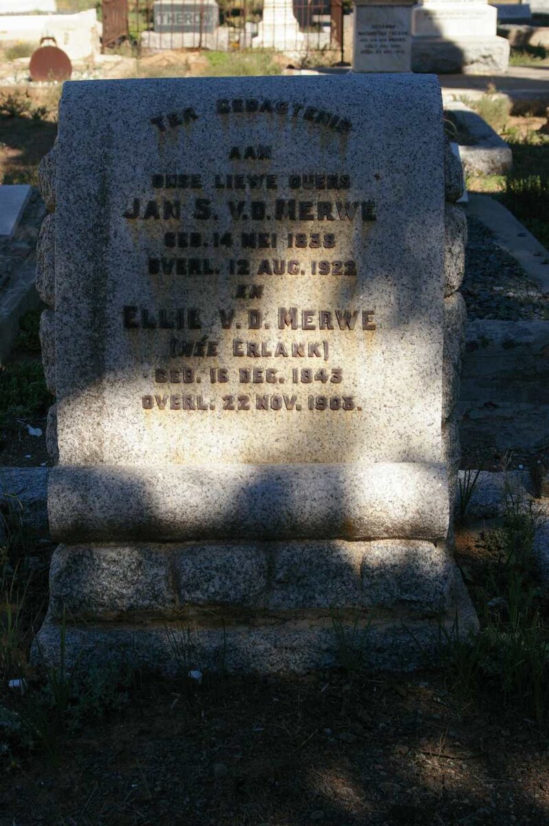 MERWE Jan S., v.d. 1838-1922 &amp; Ellie ERLANK 1843-190?