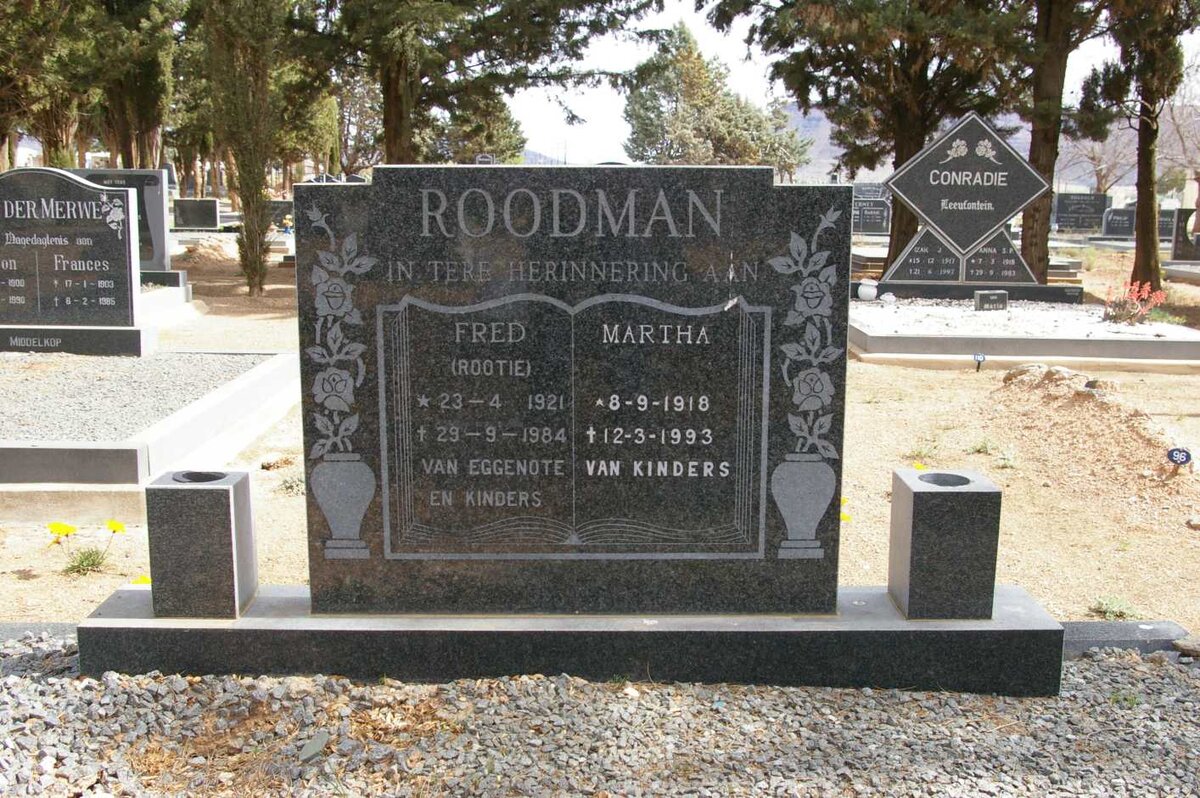 ROODMAN Fred 1921-1984 &amp; Martha 1918-1993