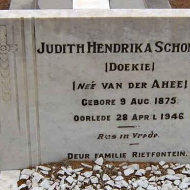 SCHONKEN Judith Hendrika nee VAN DER AHEE 1875-1946