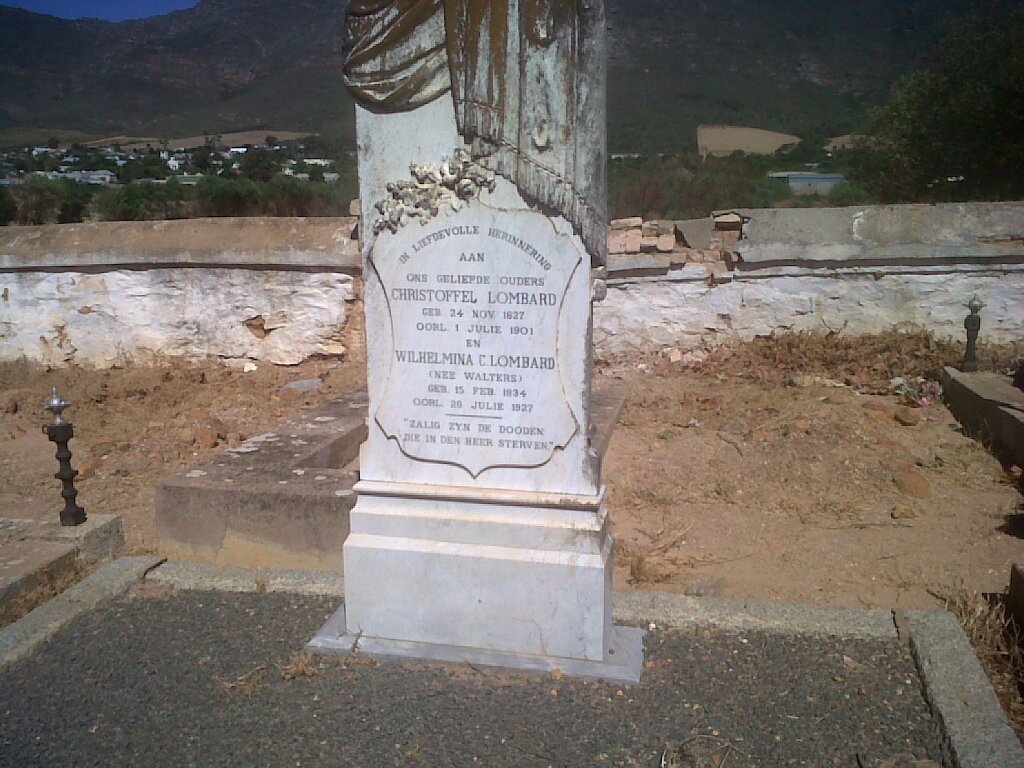 LOMBARD Christoffel 1827-1901 &amp; Wilhelmina C. WALTERS 1834-1927