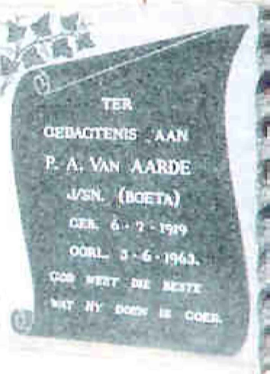 AARDE P.A., van 1919-1963