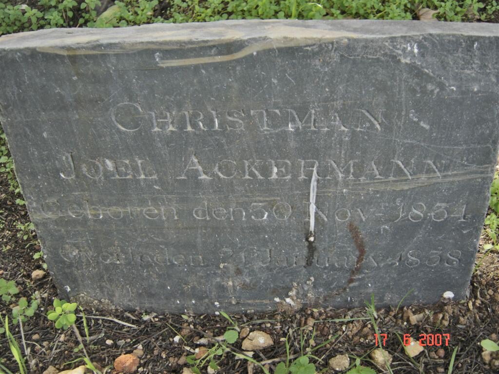 ACKERMANN Christman Joel 1834-1838