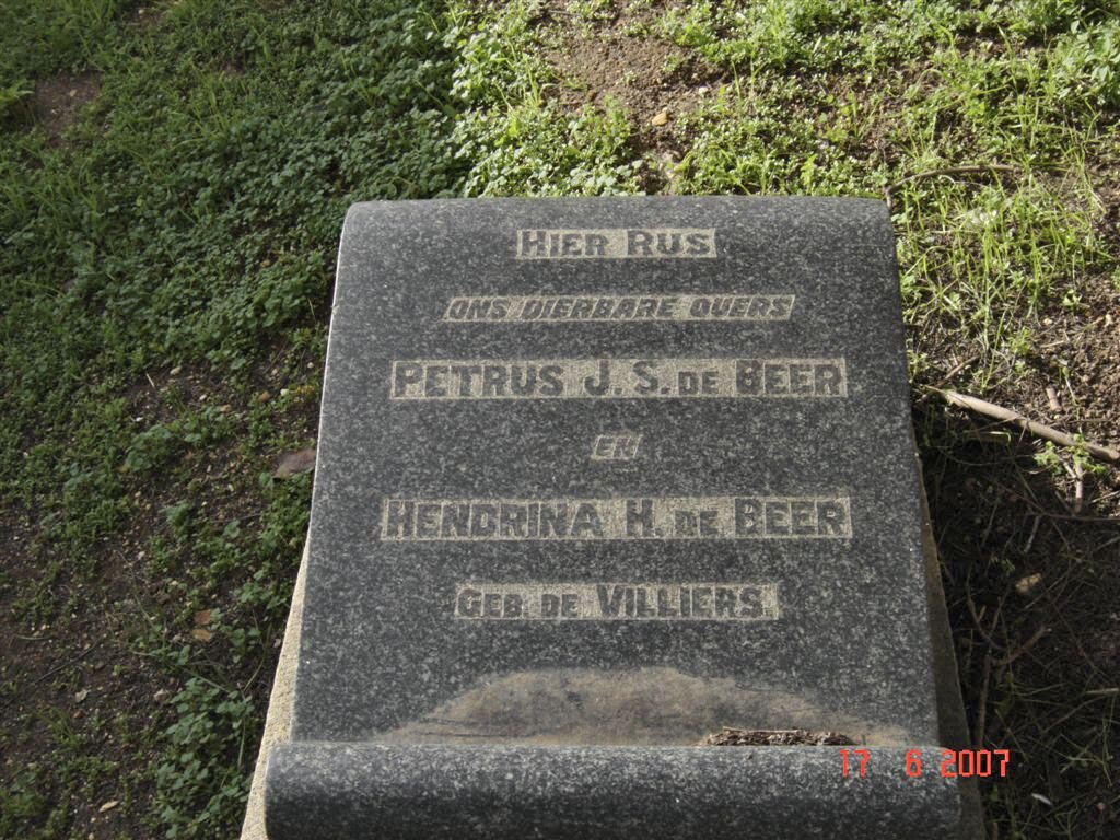BEER Petrus J.S., de &amp; Hendrina H. DE VILLIERS