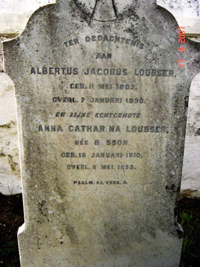 LOUBSER Albertus Jacobus 1803-1890 &amp; Anna Catharina BASSON 1810-1855