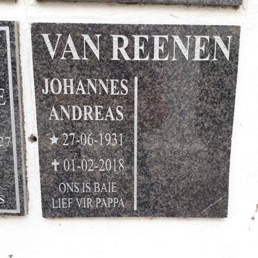REENEN Johannes Andreas, van 1931-2018