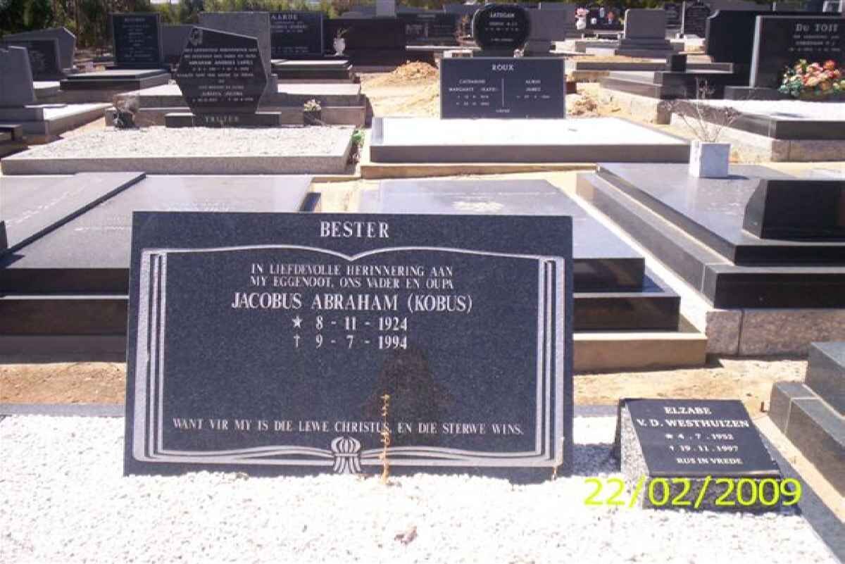 BESTER Jacobus Abraham 1924-1994 :: V.D. WESTHUIZEN Elzabe 19?-1997