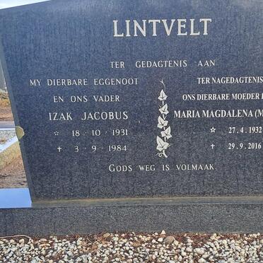LINTVELT Izak Jacobus 1931-1984 &amp; Maria Magdalena 1932-2016