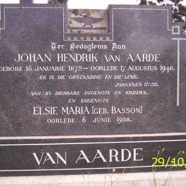 AARDE Johan Hendrik, van 1872-1948 &amp; Elsie Maria BASSON -1958