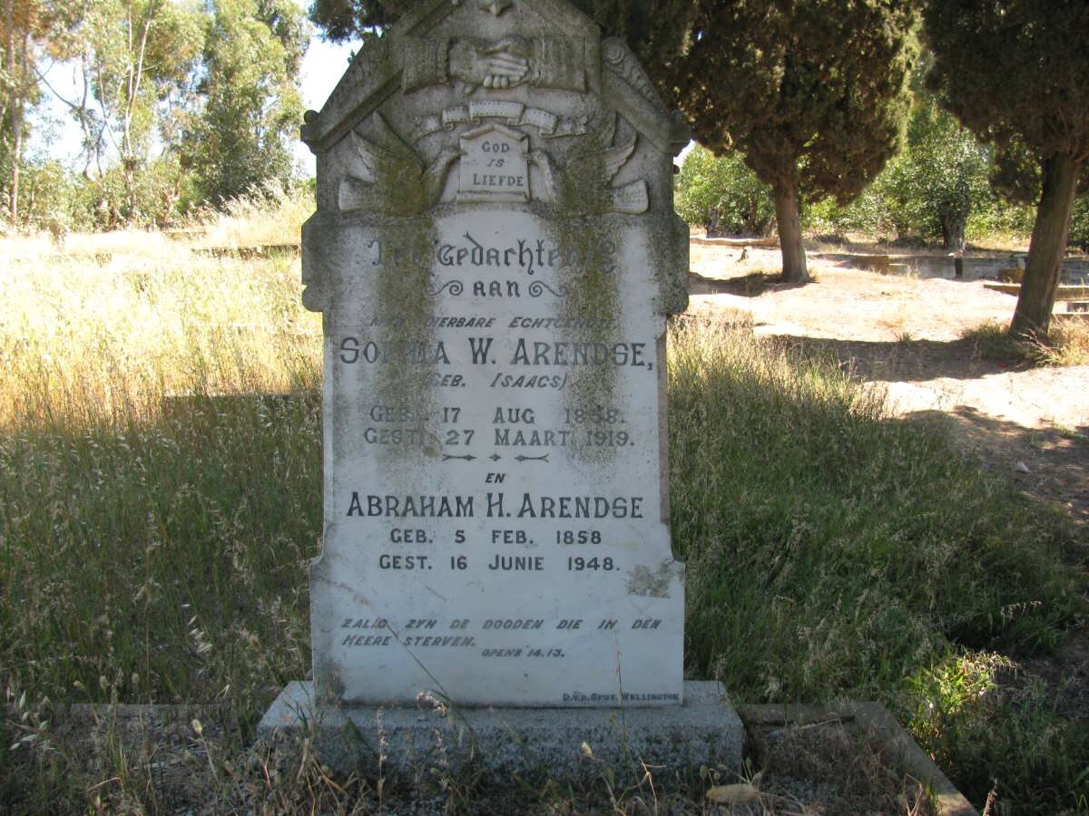 ARENDSE Abraham H. 1858-1948 &amp; Sophia W. ISAACS 1858-1919