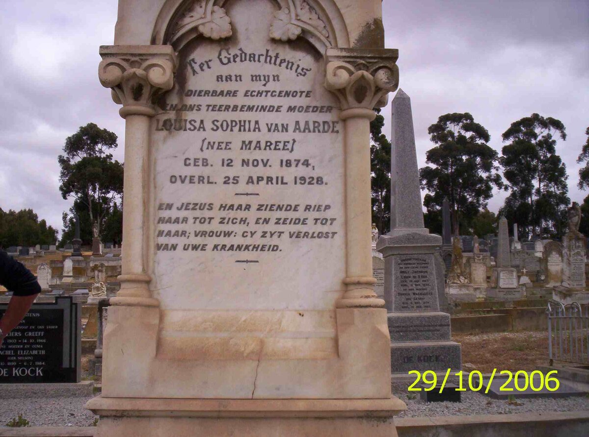 AARDE Louisa Sophia, van neé MAREE 1874-1928