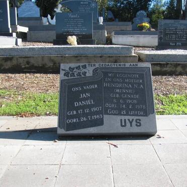 UYS Jan Daniel 1907-1983 &amp; Hendrina N.A. GENADE 1908-1978