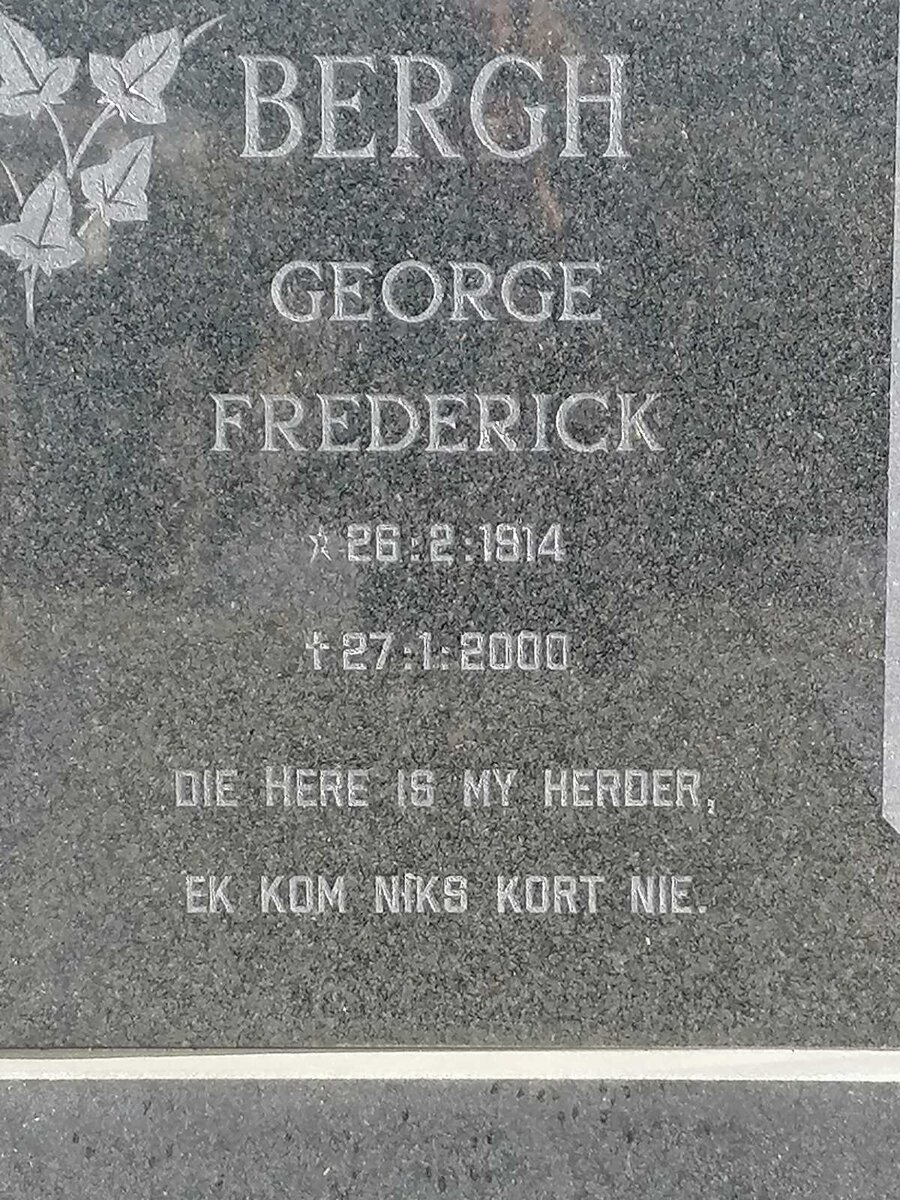 BERGH George Frederick 1914-2000