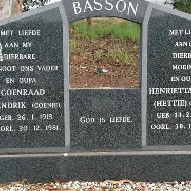 BASSON Coenraad Hendrik 1915-1981 &amp; Henrietta Louisa SMIT 1918-2010