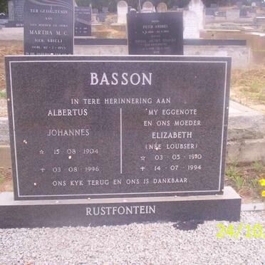 BASSON Albertus Johannes 1904-1996 &amp; Elizabeth LOUBSER 1910-1994