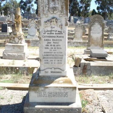 BASSON Lambertus Petrus Johannes 1870-1953 &amp; Catherine Maria Anna FRICK 1870-1934