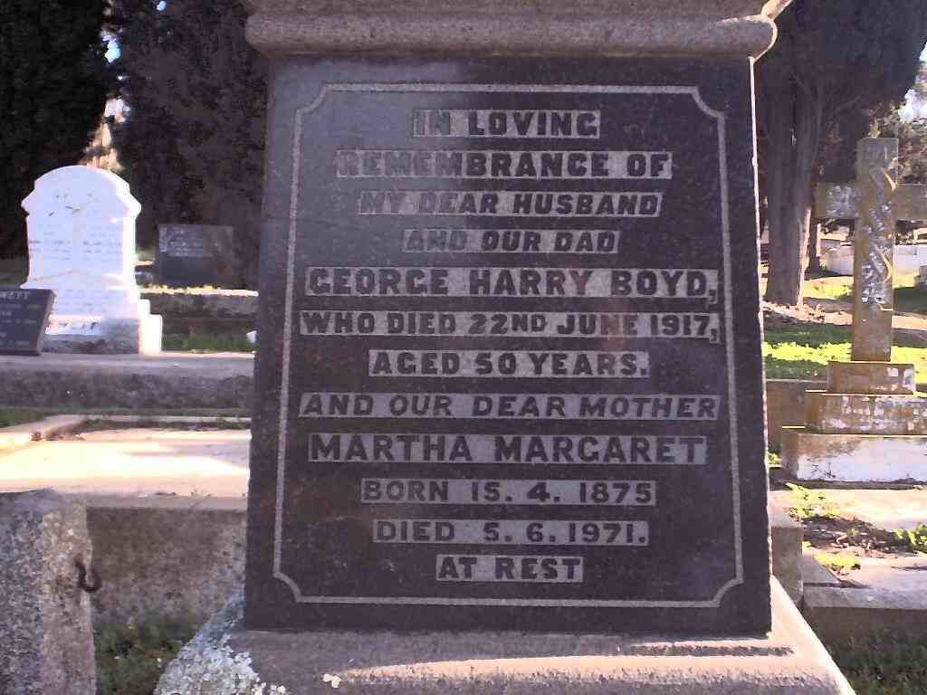 BOYD George Harry -1917 &amp; Martha Margaret 1875-1971