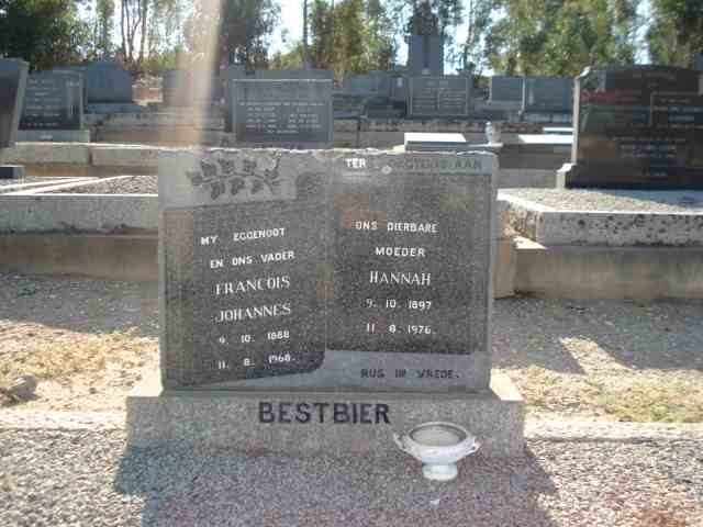 BESTBIER Francois Johannes 1888-1968 &amp; Hannah 1897-1976