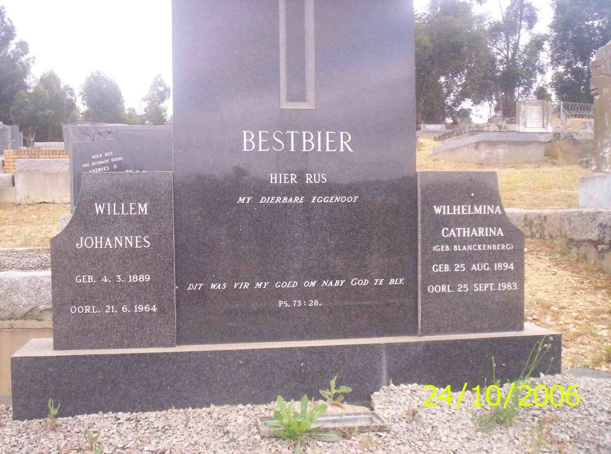 BESTBIER Willem Johannes 1889-1964 &amp; Wilhelmina Catharina BLANCKENBERG 1894-1983