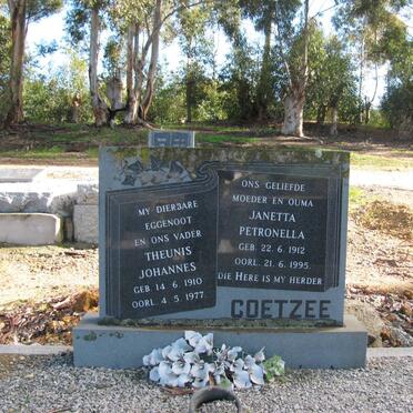 COETZEE Theunis Johannes 1910-1977 &amp; Janetta Petronella 1912-1995