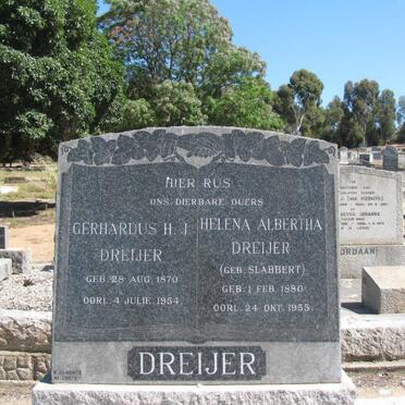 DREIJER Gerhardus H.I. 1870-1954 &amp; Helena Albertha SLABBERT 1880-1955