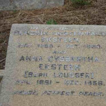 EKSTEEN Hendrik Oostenwald 185?-1930 &amp; Anna Gysberta LOUBSER 1881-1956