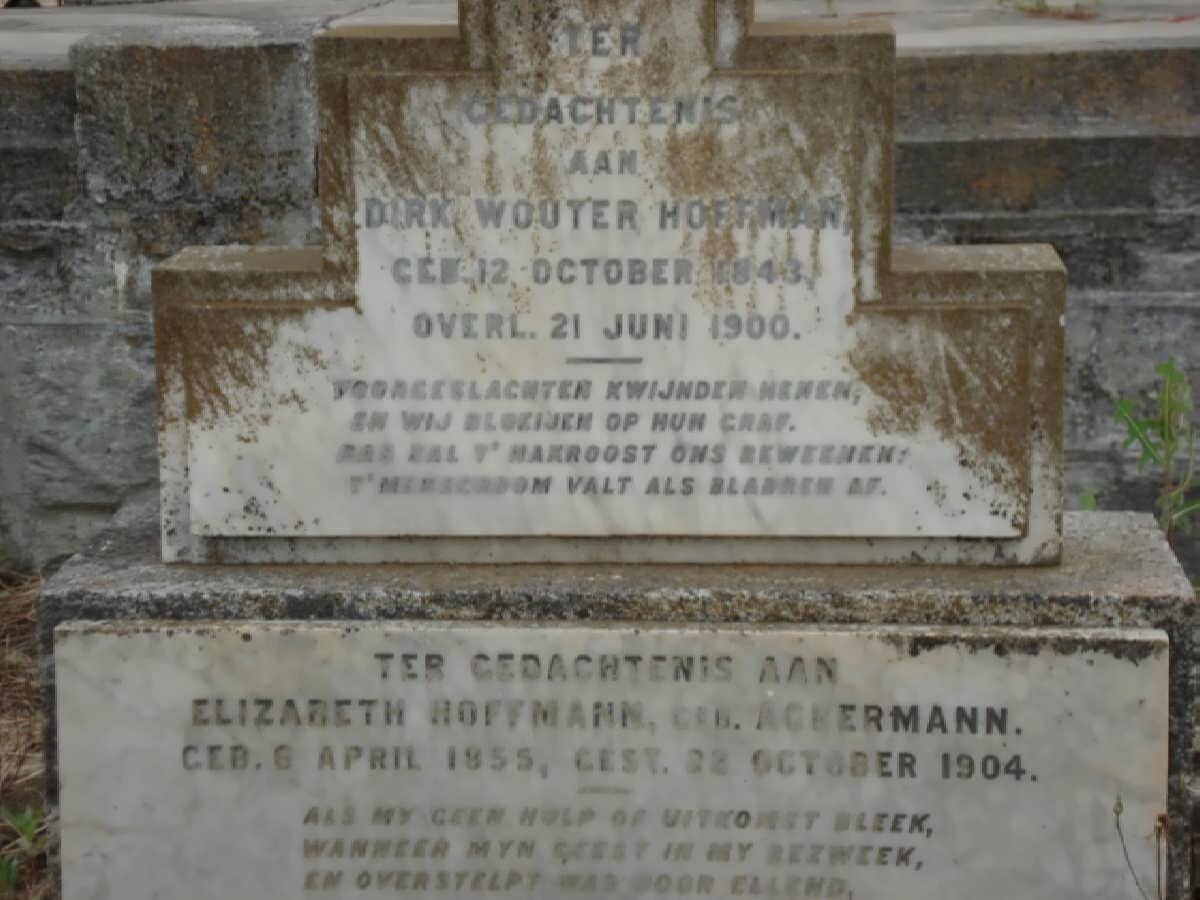 HOFFMAN Dirk Wouter 1843-1900 &amp; Elizabeth ACKERMANN 1855-1904