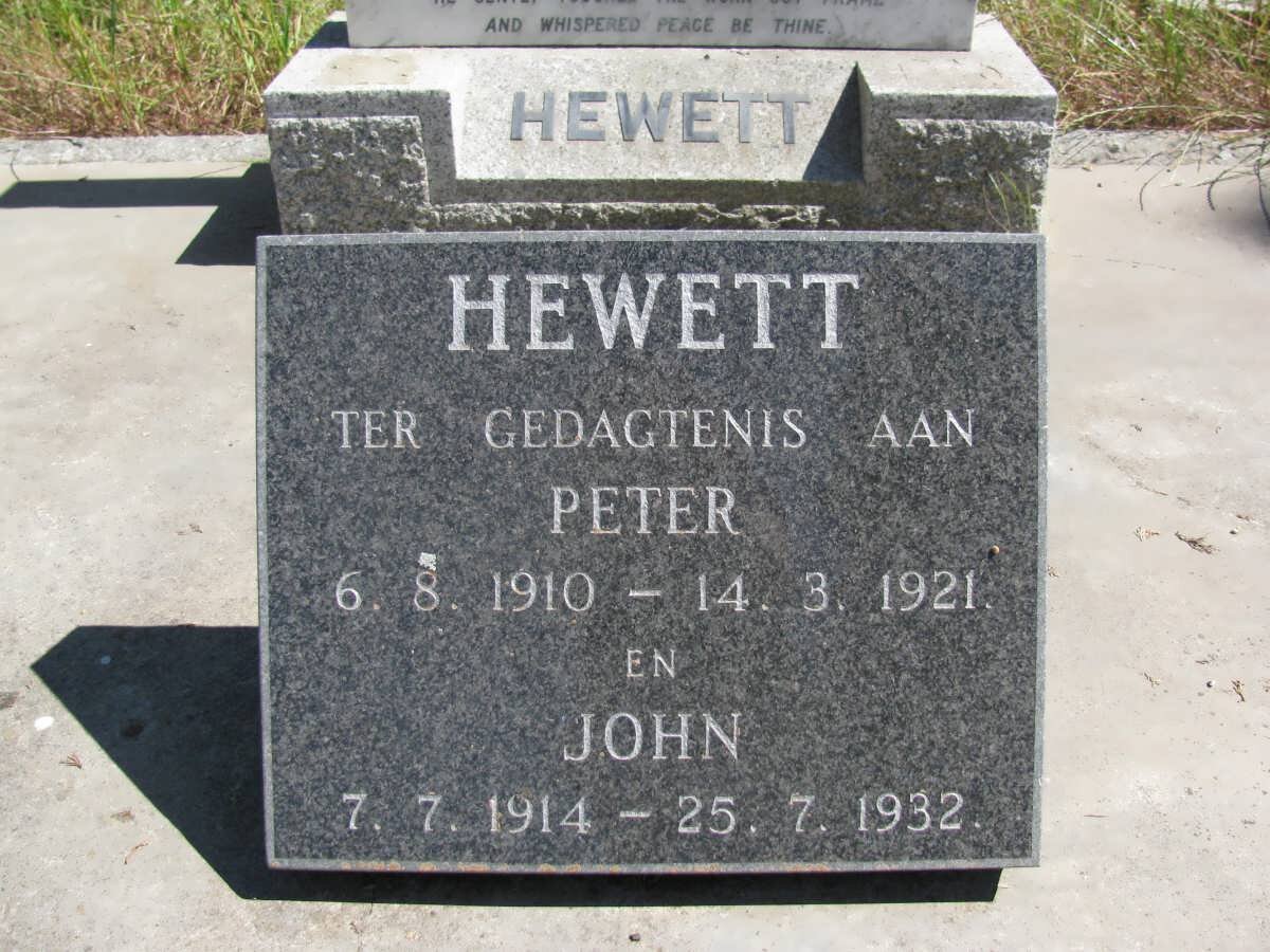 HEWETT Peter 1910-1921 :: HEWETT John 1914-1932