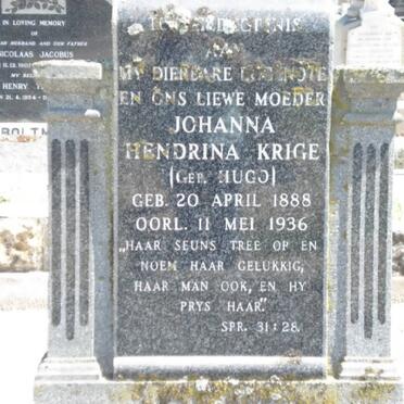 KRIGE Johanna Hendrina nee HUGO 1888-1936